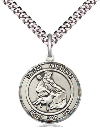 Pewter Saint William of Rochester Medal Religious Jewelry Engraved Catholic Saint Jewelry
