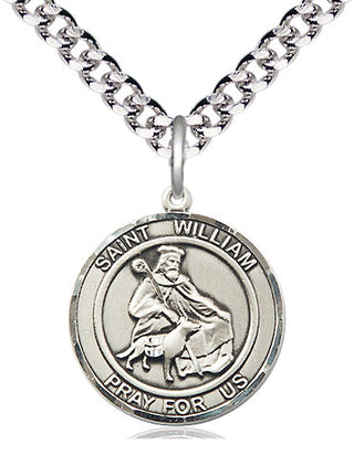 Pewter Saint William of Rochester Medal Religious Jewelry Engraved Catholic Saint Jewelry