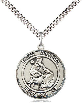 Pewter Saint William of Rochester Medal Religious Jewelry Engraved Catholic Saint Jewelry