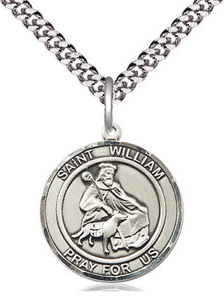 Pewter Saint William of Rochester Medal Religious Jewelry Engraved Catholic Saint Jewelry