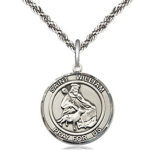 Sterling Silver Saint William of Rochester Medal Religious Jewelry Engraved Catholic Saint Jewelry