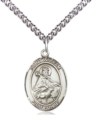 Sterling Silver Saint William of Rochester Medal Religious Jewelry Engraved Catholic Saint Jewelry
