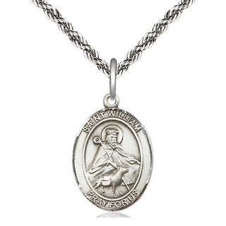 Sterling Silver Saint William of Rochester Medal Religious Jewelry Engraved Catholic Saint Jewelry