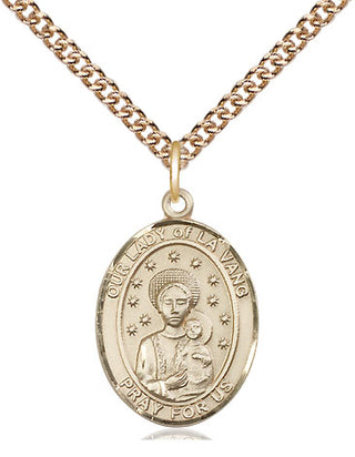 14kt Gold Our Lady of la Vang Medal Engraved Catholic Saint Jewelry