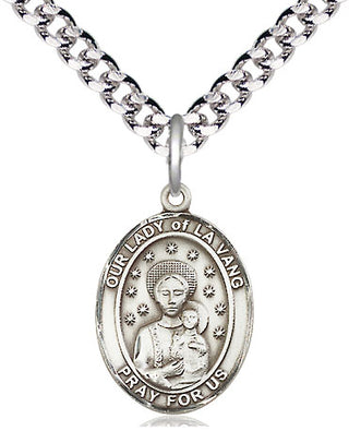 Pewter Our Lady of la Vang Medal Religious Jewelry Engraved Catholic Saint Jewelry