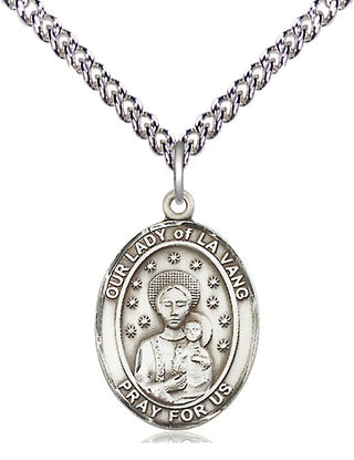 Sterling Silver Our Lady of la Vang Medal Religious Jewelry Engraved Catholic Saint Jewelry