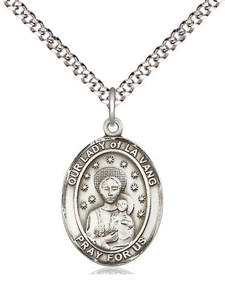 Sterling Silver Our Lady of la Vang Medal Religious Jewelry Engraved Catholic Saint Jewelry
