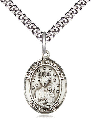 Sterling Silver Our Lady of la Vang Medal Religious Jewelry Engraved Catholic Saint Jewelry