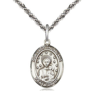 Sterling Silver Our Lady of la Vang Medal Religious Jewelry Engraved Catholic Saint Jewelry