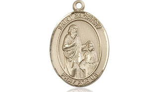 14kt Gold Saint Zachary Medal Engraved Catholic Saint Jewelry