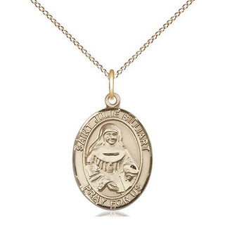 14kt Gold Saint Julie Billiart Medal Engraved Catholic Saint Jewelry