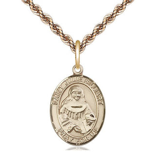 14kt Gold Saint Julie Billiart Medal Engraved Catholic Saint Jewelry