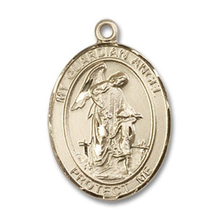 14kt Gold Filled Guardian Angel Medal Engraved Catholic Saint Jewelry