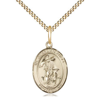 14kt Gold Filled Guardian Angel Medal Religious Jewelry Engraved Catholic Saint Jewelry