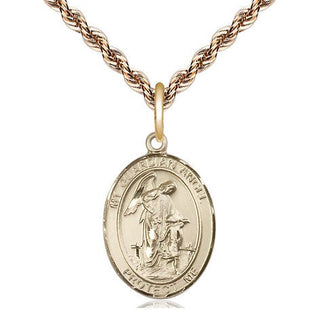 14kt Gold Guardian Angel Medal Engraved Catholic Saint Jewelry