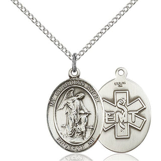 Pewter Guardian Angel EMT Medal Religious Jewelry