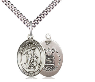 Pewter Guardian Angel Air Force Medal Religious Jewelry