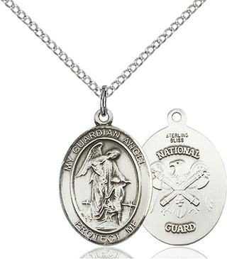 Pewter Guardian Angel National Guard Medal Religious Jewelry