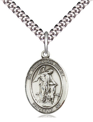 Pewter Guardian Angel Medal Religious Jewelry Engraved Catholic Saint Jewelry