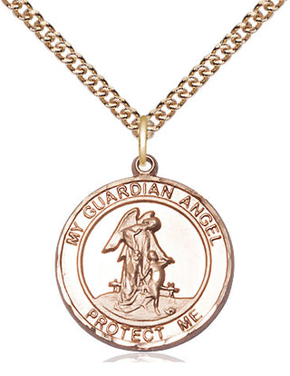 14kt Gold Filled Guardian Angel Medal Religious Jewelry Engraved Catholic Saint Jewelry