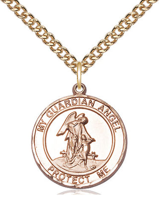 14kt Gold Filled Guardian Angel Medal Religious Jewelry Engraved Catholic Saint Jewelry