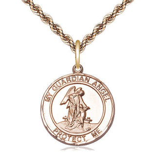14kt Gold Filled Guardian Angel Medal Religious Jewelry Engraved Catholic Saint Jewelry