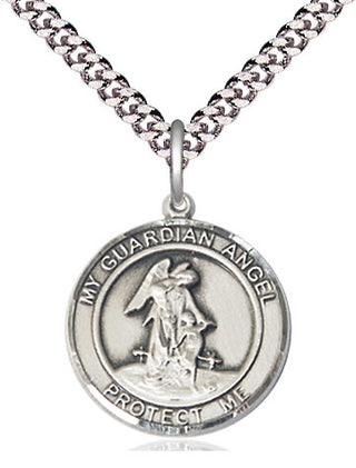 Pewter Guardian Angel Medal Religious Jewelry Engraved Catholic Saint Jewelry