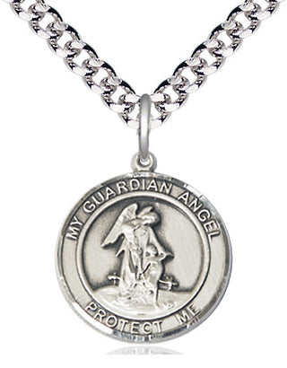 Pewter Guardian Angel Medal Religious Jewelry Engraved Catholic Saint Jewelry