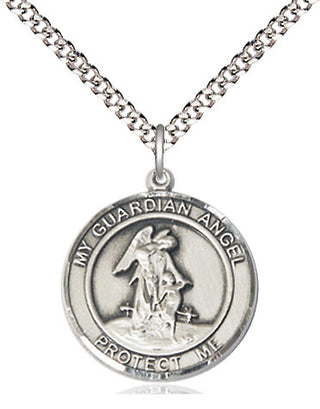 Pewter Guardian Angel Medal Religious Jewelry Engraved Catholic Saint Jewelry