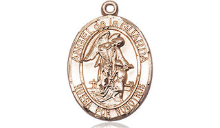 14kt Gold Filled Angel de la Guarda Medal Engraved Catholic Saint Jewelry
