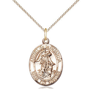 14kt Gold Filled Angel de la Guarda Medal Religious Jewelry Engraved Catholic Saint Jewelry