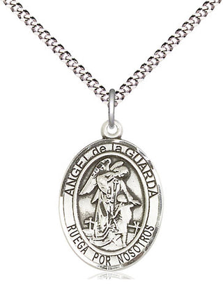 Sterling Silver Angel de la Guarda Medal Religious Jewelry Engraved Catholic Saint Jewelry