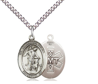 Sterling Silver Guardian Angel EMT Medal Religious Jewelry