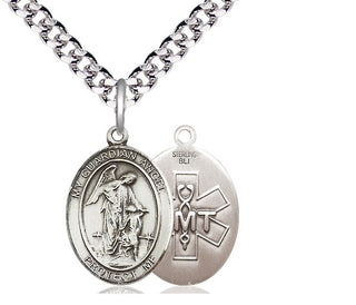 Sterling Silver Guardian Angel EMT Medal Religious Jewelry