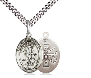 Sterling Silver Guardian Angel EMT Medal Religious Jewelry