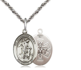 Sterling Silver Guardian Angel EMT Medal Religious Jewelry