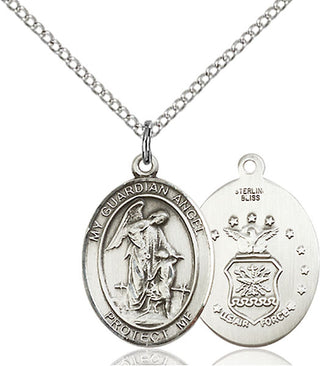 Sterling Silver Guardian Angel Air Force Medal Religious Jewelry