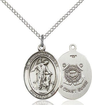 Sterling Silver Guardian Angel Coast Guard Medal Religious Jewelry