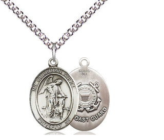 Sterling Silver Guardian Angel Coast Guard Medal Religious Jewelry