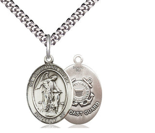 Sterling Silver Guardian Angel Coast Guard Medal Religious Jewelry