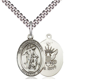 Sterling Silver Guardian Angel Navy Medal Religious Jewelry