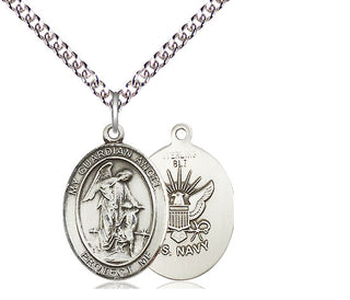 Sterling Silver Guardian Angel Navy Medal Religious Jewelry