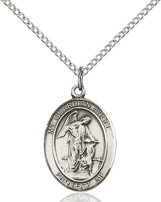 Sterling Silver Guardian Angel Medal Religious Jewelry Engraved Catholic Saint Jewelry