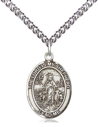 Sterling Silver Lord Is My Shepherd Medal Religious Jewelry Engraved Catholic Saint Jewelry