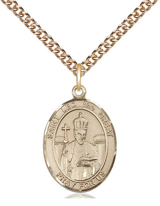 14kt Gold Filled Saint Leo the Great Medal Religious Jewelry Engraved Catholic Saint Jewelry