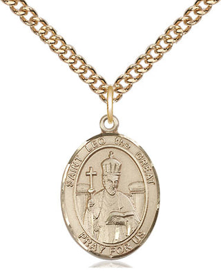 14kt Gold Filled Saint Leo the Great Medal Religious Jewelry Engraved Catholic Saint Jewelry