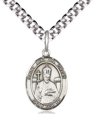 Pewter Saint Leo the Great Medal Religious Jewelry Engraved Catholic Saint Jewelry