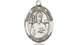 Sterling Silver Saint Leo the Great Medal Religious Jewelry Engraved Catholic Saint Jewelry