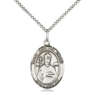 Sterling Silver Saint Leo the Great Medal Religious Jewelry Engraved Catholic Saint Jewelry