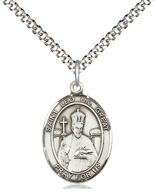 Sterling Silver Saint Leo the Great Medal Religious Jewelry Engraved Catholic Saint Jewelry